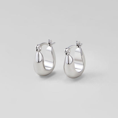 Serenity Smooth Silver-Tone Hoop Earrings