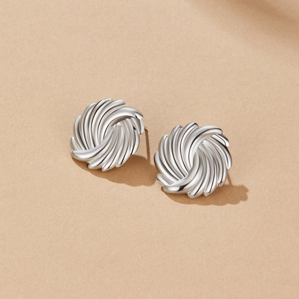 Coiled Silver-Tone Spiral Post Drop Earrings