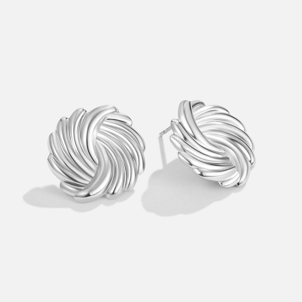 Coiled Silver-Tone Spiral Post Drop Earrings