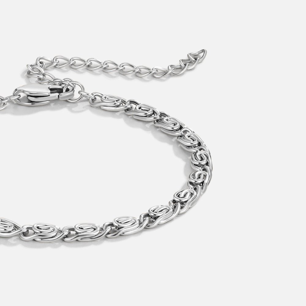 Curled Link Silver-Tone Bracelet