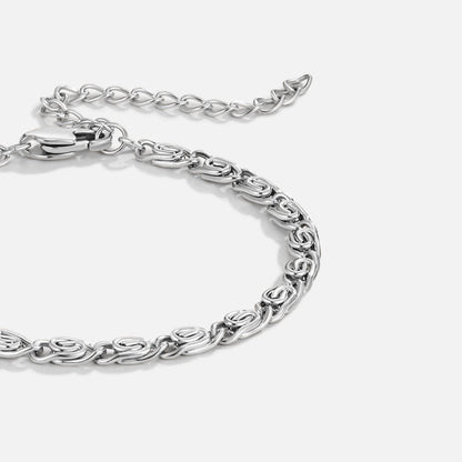 Curled Link Silver-Tone Bracelet