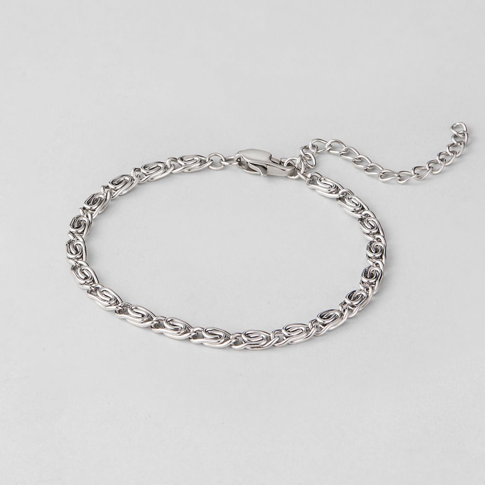 Curled Link Silver-Tone Bracelet
