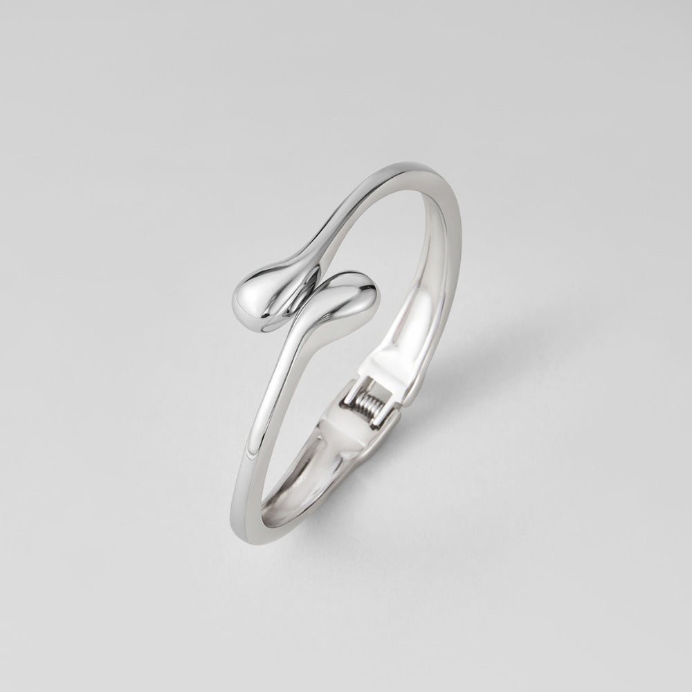 Slim Teardrop Pear-Shaped Silver-Tone Bangle