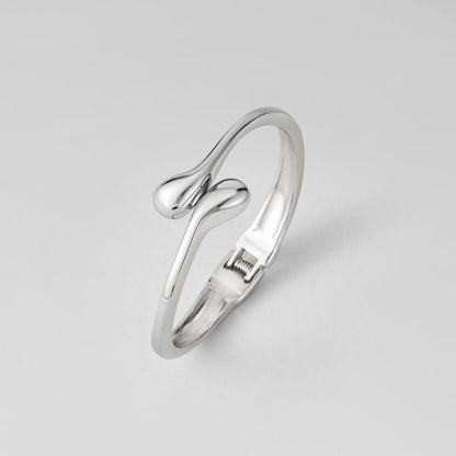 Slim Teardrop Pear-Shaped Silver-Tone Bangle