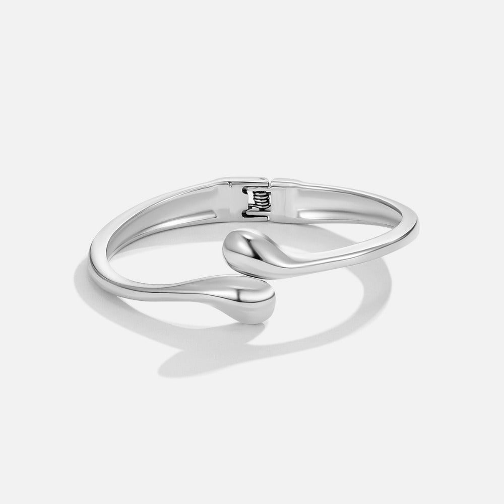 Slim Teardrop Pear-Shaped Silver-Tone Bangle