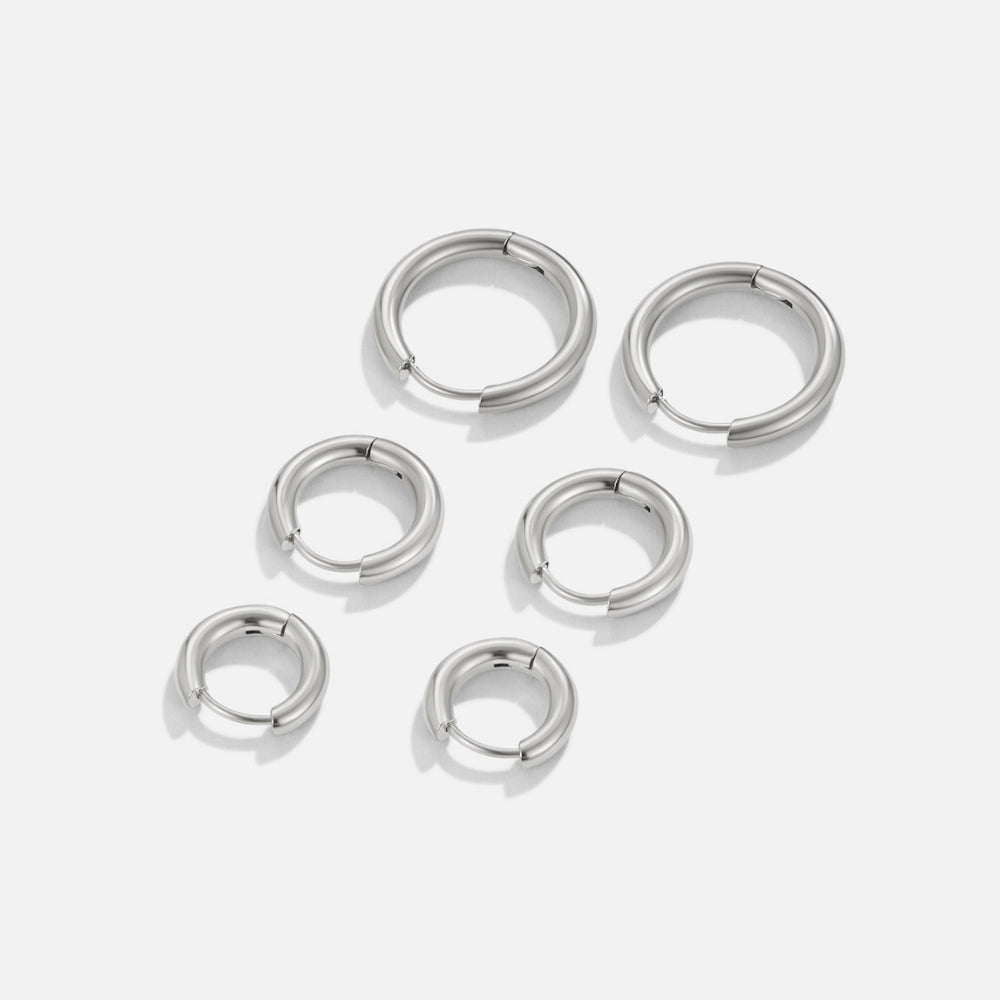 Mini Silver-Tone Hoop Earrings Set of Three
