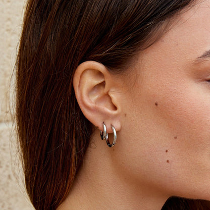 Mini Silver-Tone Hoop Earrings Set of Three