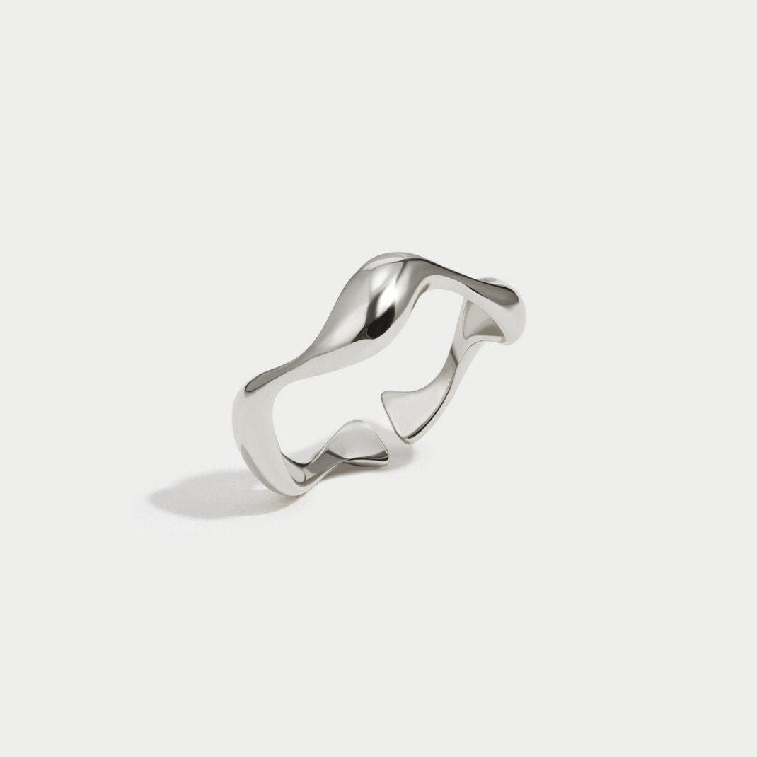Gentle Single Wave Silver-Tone Band Ring