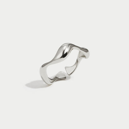 Gentle Single Wave Silver-Tone Band Ring