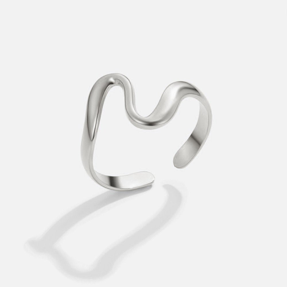 Riverbend Silver-Tone Curved Wave Band Ring