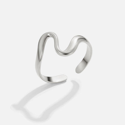 Riverbend Silver-Tone Curved Wave Band Ring