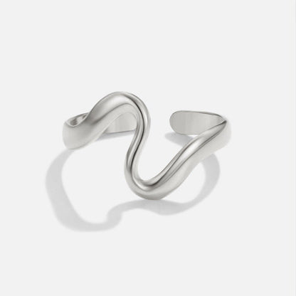 Riverbend Silver-Tone Curved Wave Band Ring
