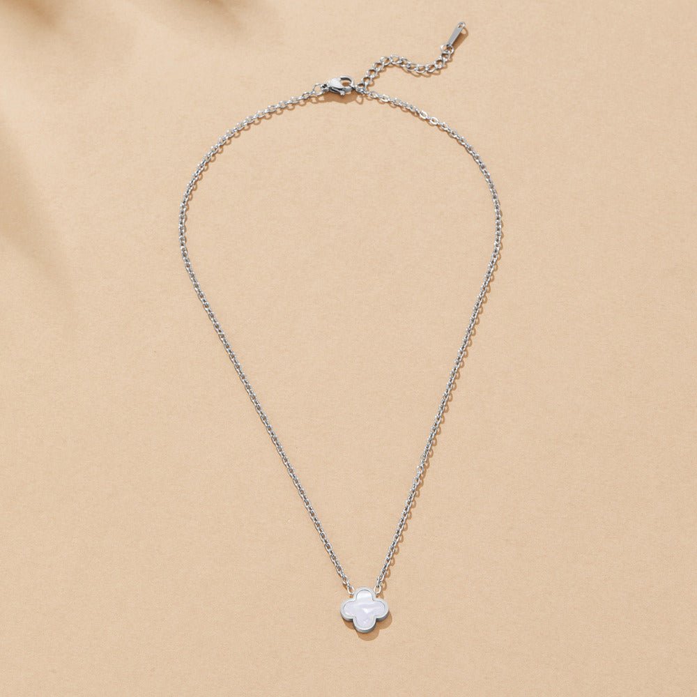 White Clover Charm Silver-Tone Necklace