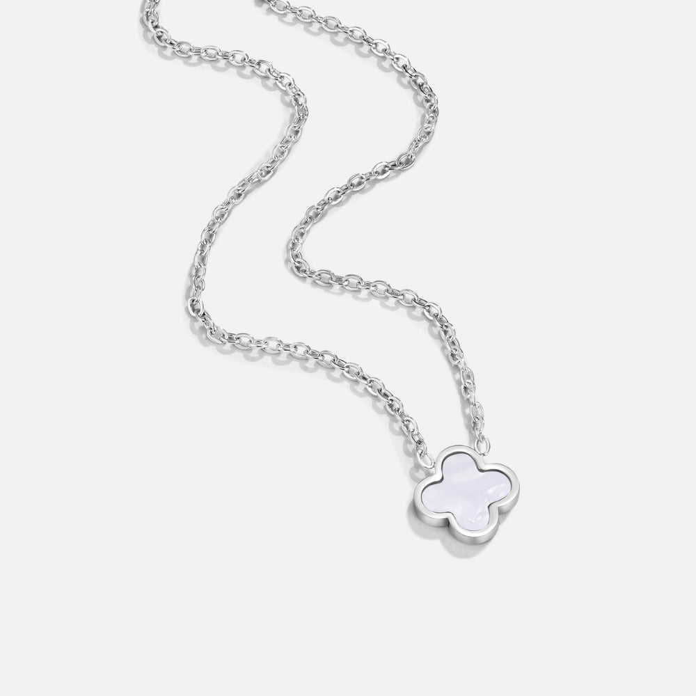 White Clover Charm Silver-Tone Necklace