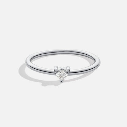 Tiny Crystal Set Heart Fine Band Ring
