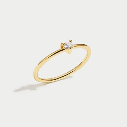 Small Crystal Heart Slender Everyday Band Ring