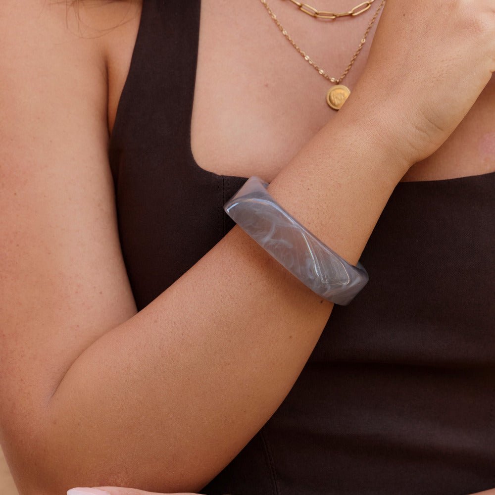 Muted Grey Marbled Bangle
