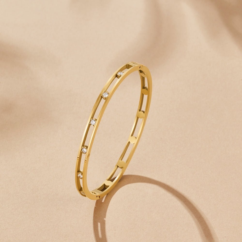 Sofia Crystal Set Slim Gold-Tone Bangle Bracelet
