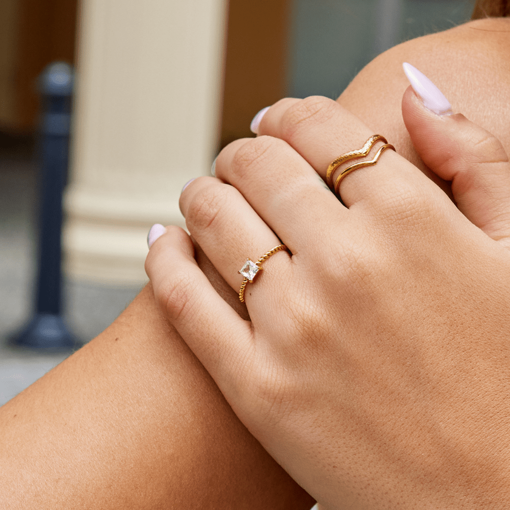 Sofia Rope Twist Crystal Stacking Ring