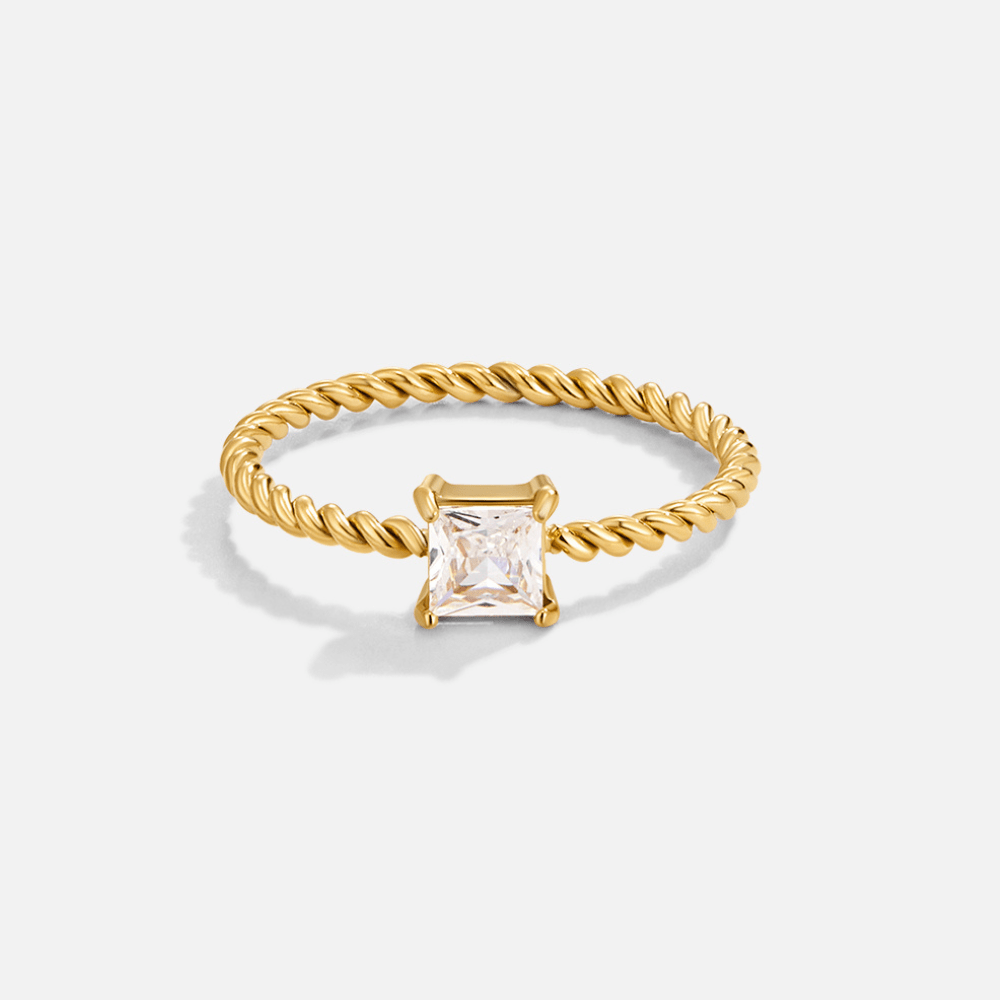 Sofia Rope Twist Crystal Stacking Ring