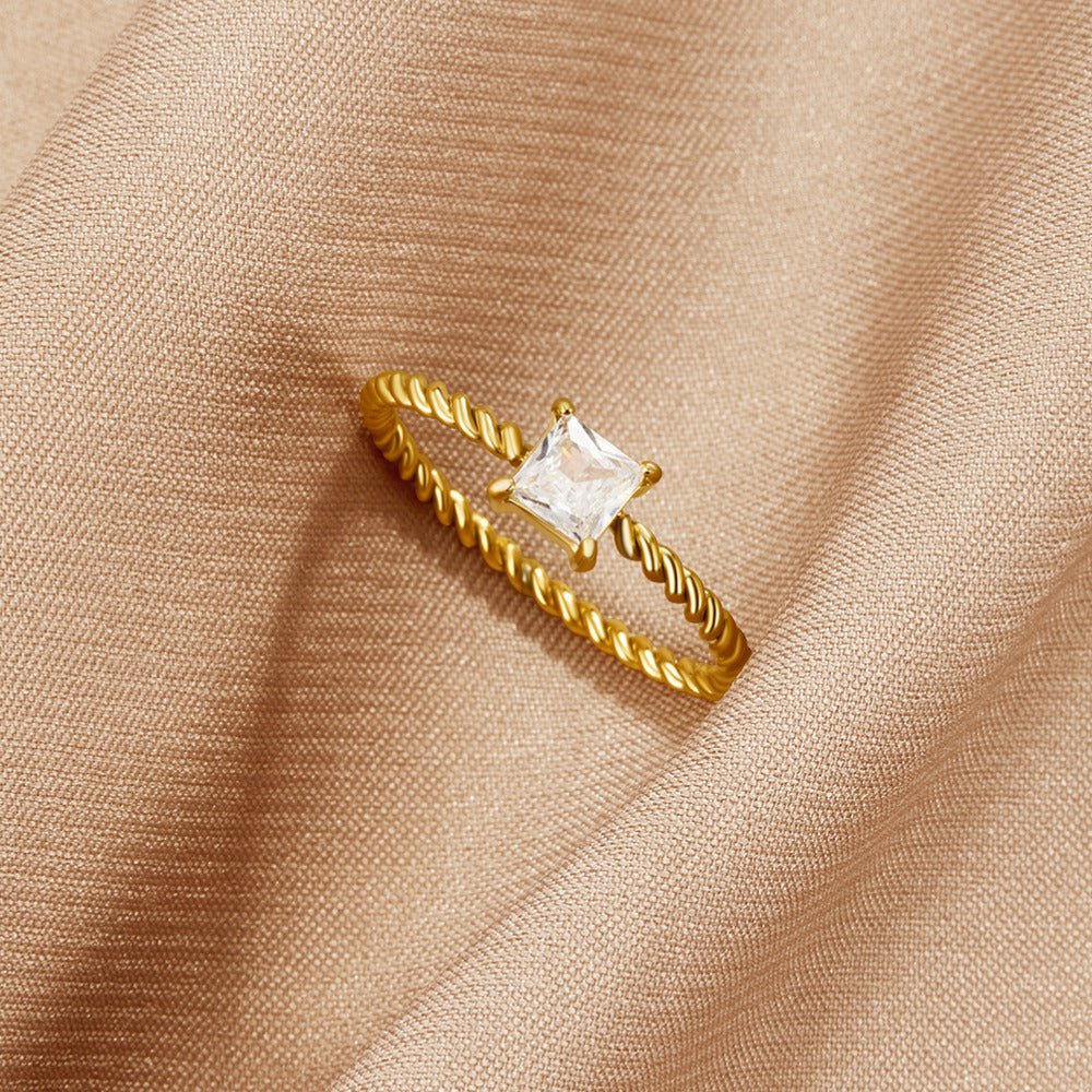 Sofia Rope Twist Crystal Stacking Ring