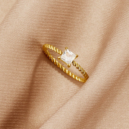 Sofia Rope Twist Crystal Stacking Ring