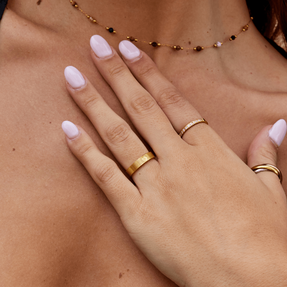 Soleil Warm Polished Gold-Tone Round Band Ring