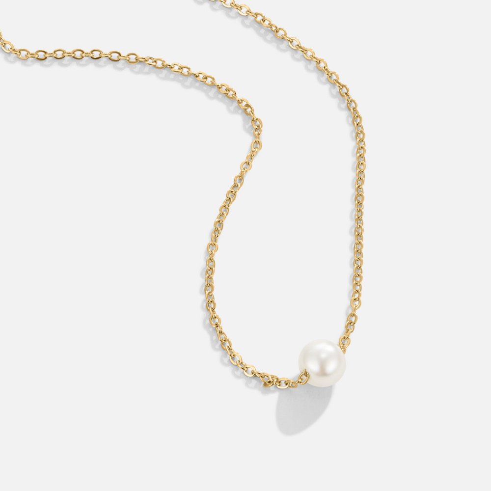 Single Pearl on a Fine Gold-Tone Chain Necklace