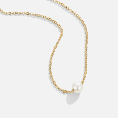 Single Pearl on a Fine Gold-Tone Chain Necklace