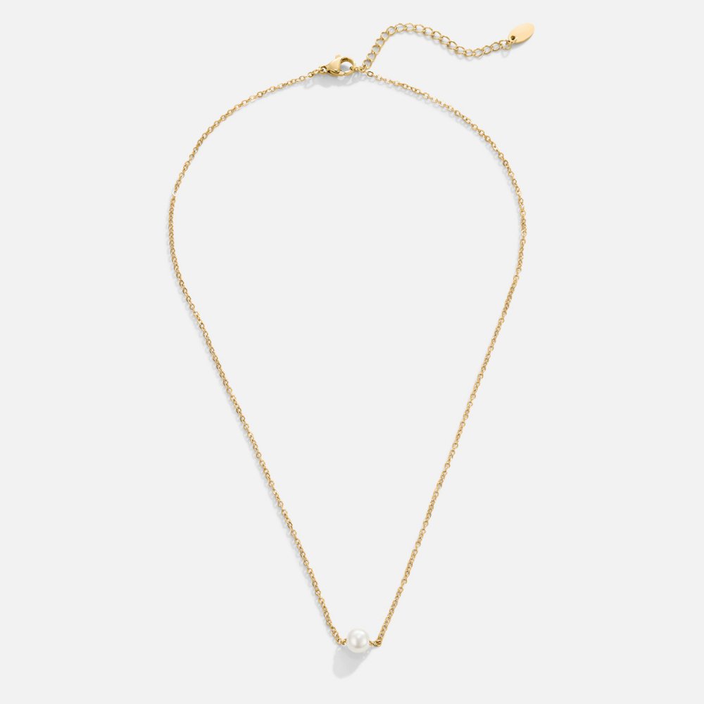 Single Pearl on a Fine Gold-Tone Chain Necklace