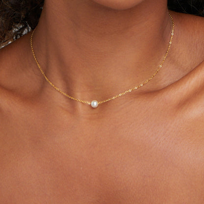 Single Pearl on a Fine Gold-Tone Chain Necklace