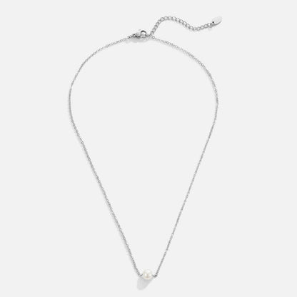Single Pearl Drop Silver-Tone Chain Necklace