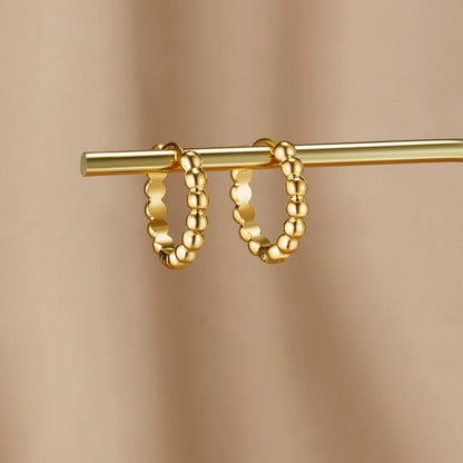 Soraya Textured Bead Gold-Tone Hoop Earrings