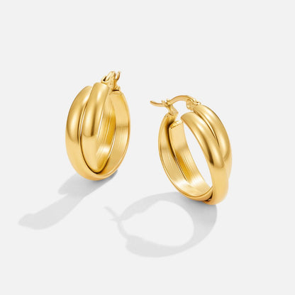 Talia Smooth Warm Gold-Tone Hoop Earrings