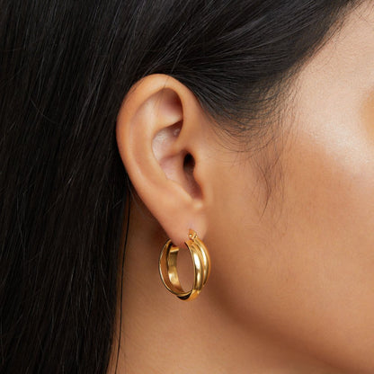 Talia Smooth Warm Gold-Tone Hoop Earrings