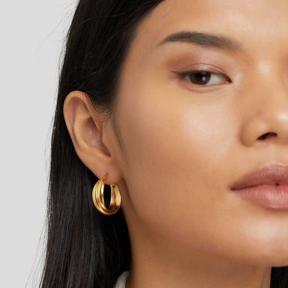 Talia Smooth Warm Gold-Tone Hoop Earrings