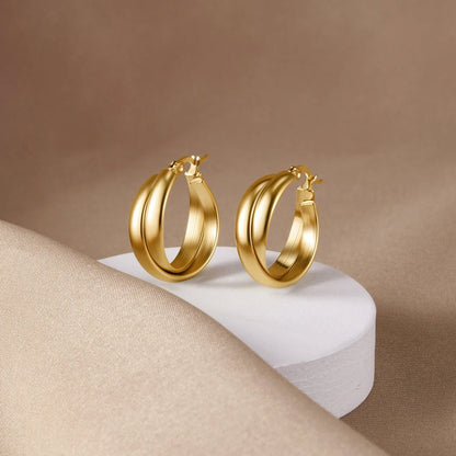 Talia Smooth Warm Gold-Tone Hoop Earrings