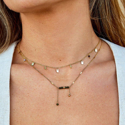 Tara Squared Drop Gold-Tone Necklace