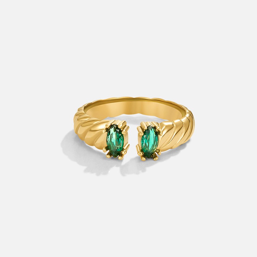 Tara Green Crystal Antique-Style Band Ring
