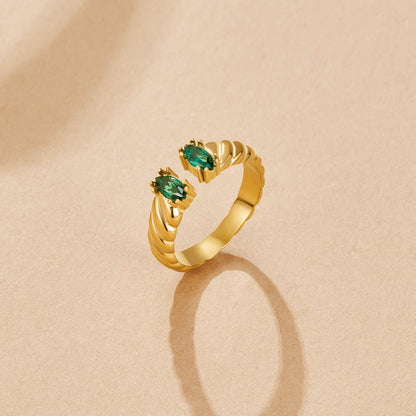 Tara Green Crystal Antique-Style Band Ring