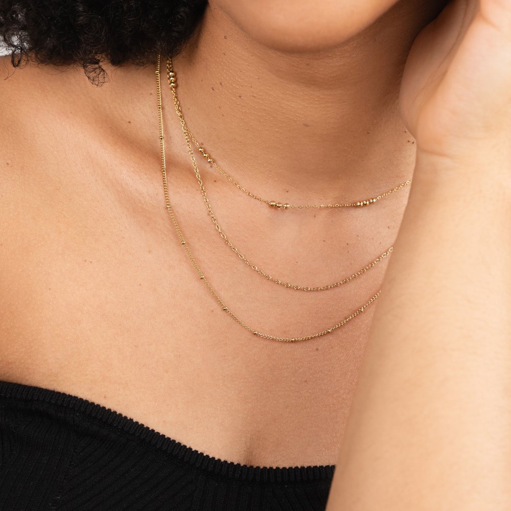 Tessa Three Fine Chains Graduated Necklace