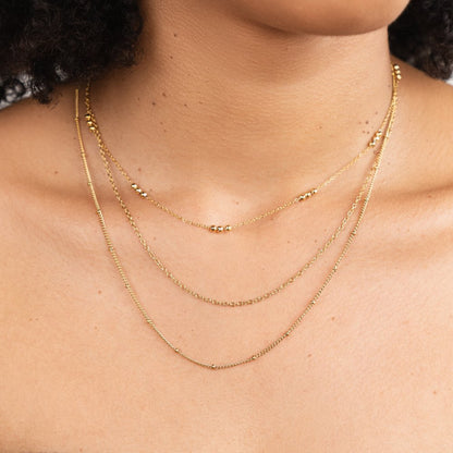 Tessa Three Fine Chains Graduated Necklace