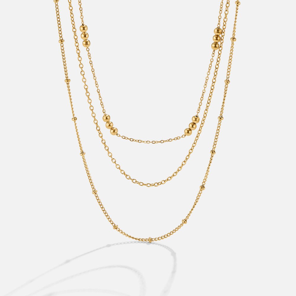 Tessa Three Fine Chains Graduated Necklace