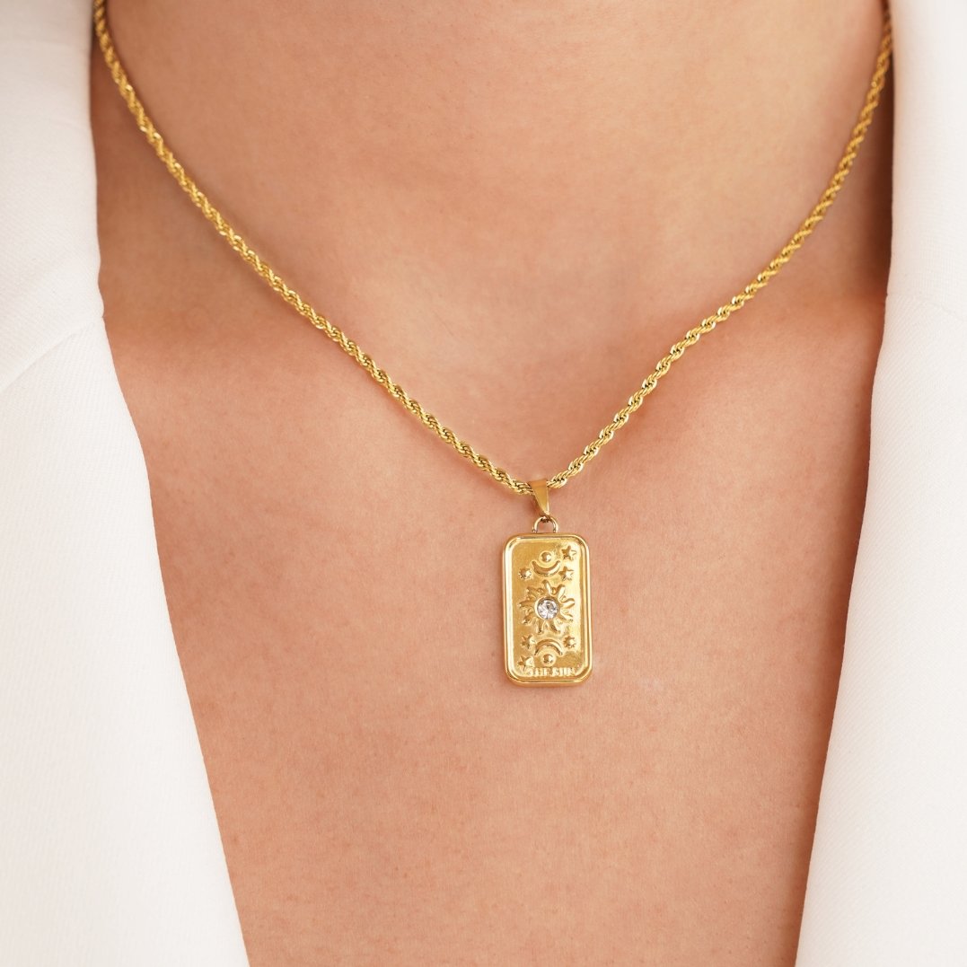 The Sun Tarot Card Round Pendant Necklace