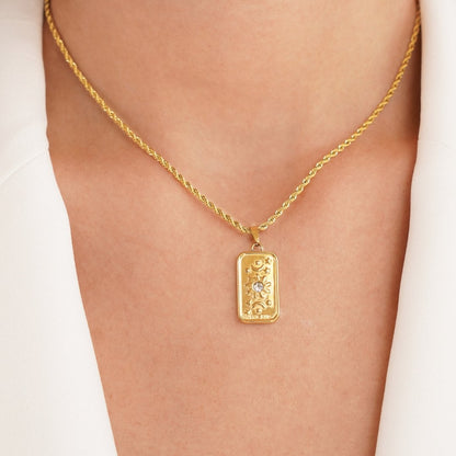 The Sun Tarot Card Round Pendant Necklace