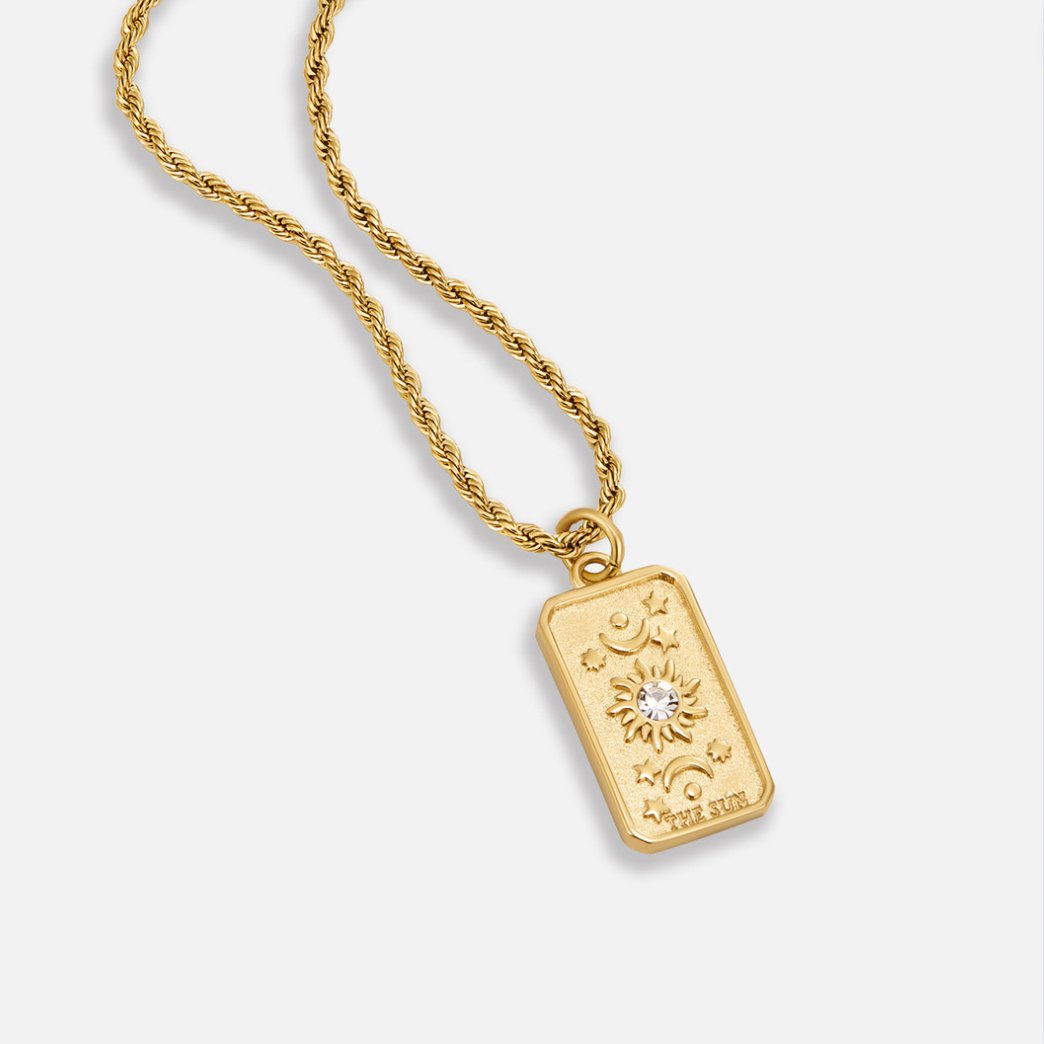 The Sun Tarot Card Round Pendant Necklace
