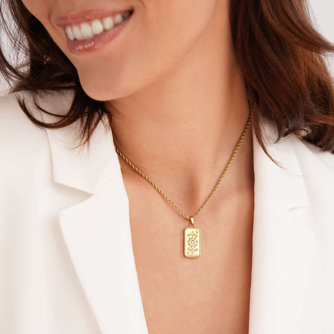 The Sun Tarot Card Round Pendant Necklace