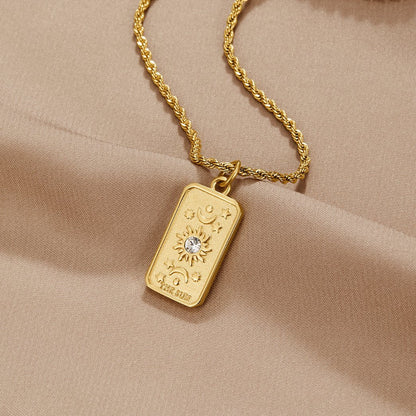 The Sun Tarot Card Round Pendant Necklace