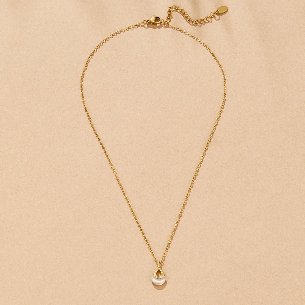Clear White Stone in a Silver-Tone Setting Necklace