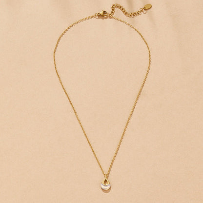 Clear White Stone in a Silver-Tone Setting Necklace
